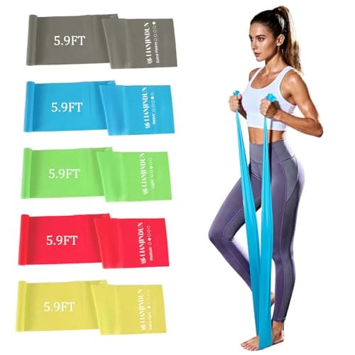 5-Piece Resistance Bands Set, 5.9 ft, Latex-Free for Exercise and Therapy