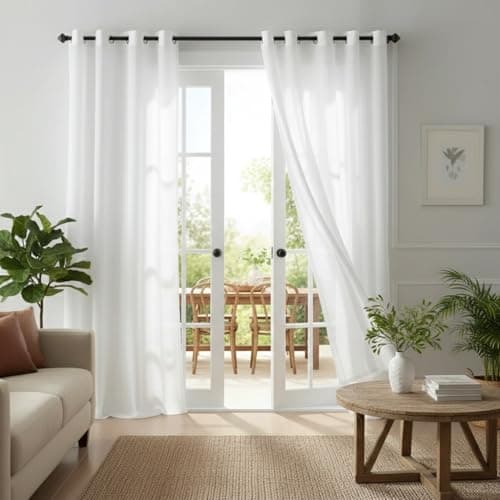 NICETOWN Non-See-Through White Sheer Curtains 96 inches Long 2 Panels, 42" Wide Grommet Window Curtains Drapes for Living Room, Bedroom, Bathroom- Light Filtering Elegant Window Drapes