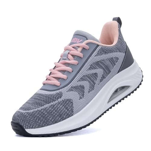 IIV Women Walking Sneakers Arch Support Plantar Fasciitis GreyPink US7.5