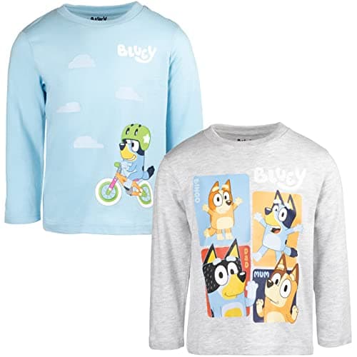 Bluey Bingo Dad Toddler Boys 2 Pack T-Shirts Blue/Gray 3T
