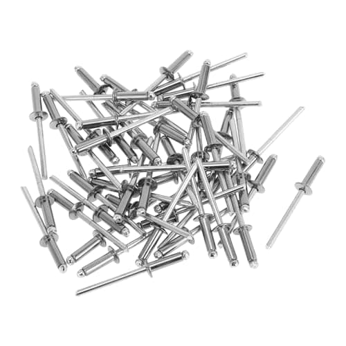 Motoforti Dome Head Large Flange Blind Rivets 4mm Grip Diameter 13mm Grip Length 7.8mm Flange Diameter Stainless Steel Carbon Steel Silver Tone 50 Pcs