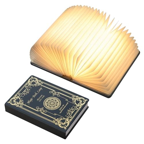 Ba suns Magic Book Lamp, 3-Color Adjustable Reading Light, Portable Foldable Paper Desk Lamp for Night Reading, 1200mAh Battery,Creative Home Decoration & Ideal Gift for Book Lovers
