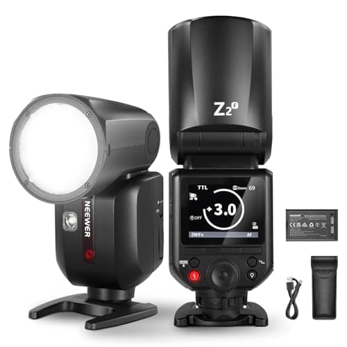 NEEWER Z2-F 2.4G TTL Round Head Camera Flash Speedlite Compatible with Fujifilm, 76Ws 1/8000s HSS Flash Upgraded UI, 2 Modeling Lamps TTL/M Quick TCM Switch 7.2V/3000mAh Battery 600 Full Power Flash