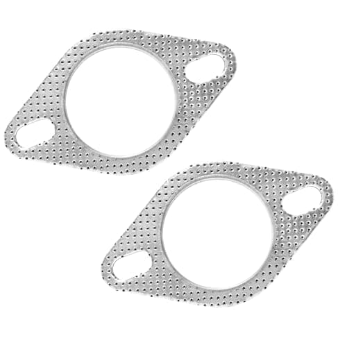 Pxobiug 2 PCS Car Exhaust Gasket, 2.5-Inch 2-Bolt Reinforced High Temperature Exhaust Flange Gasket, Ultra Seal Gaskets for Manifold Pipe Muffler Tube Turbo, Car Accessories