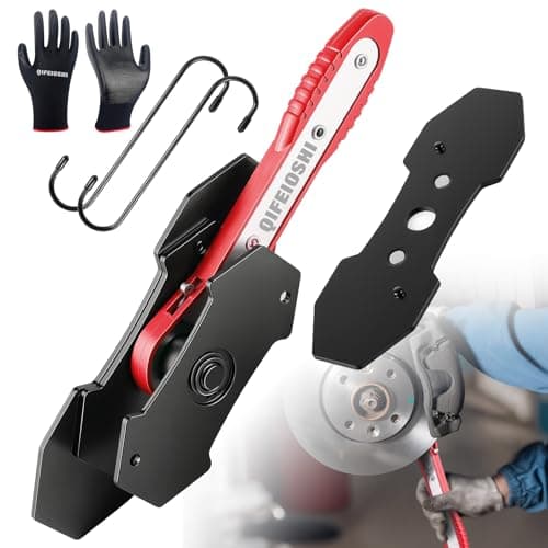 Brake Caliper Compression Tool – 360° Ratchet Piston Press, One-Handed Caliper Spreader with 2 Magnetic Plates, Adjustable Disc Brake Pad Retractor for Single/Dual/Quad/Six-Piston Calipers (Red)