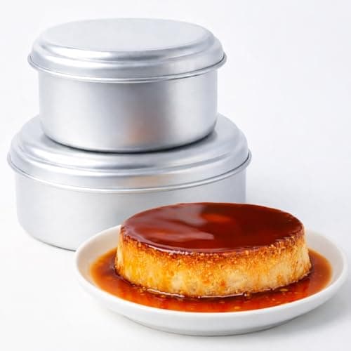 Xylarnoveth Quesillera Venezolana con Tapa Molde 2-Pack Flanera para Bao Mara, Traditional Aluminum Flan Mold with Lid for Quesillo, Cheesecake, Caramel Flan & Pudding Two (2L & 1.2L)