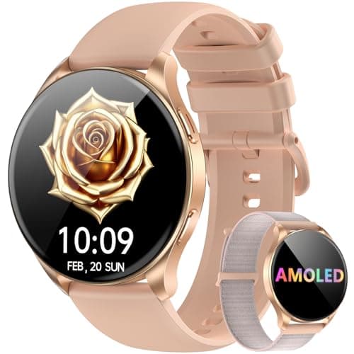 Blackview Smart Watch for Women(Make/Answer Calls), 1.43''AMOLED Touchscreen Fitness Tracker with 100+ Sports Modes, Heart Rate/SpO2/Sleep Monitor/2 Straps, Smartwatch for iPhone & Android