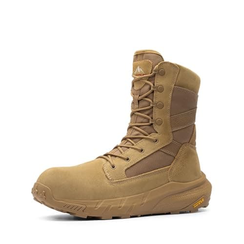 NORTIV 8 Men's 8" Composite Toe Work Boots, Lightweight Side Zipper ASTM F2412-24 & ASTM F2913-24 Safety Military Boots for All-Day Comfort, Peakforce-Nano,Size 7.5,Coyote,NMUMIB2506