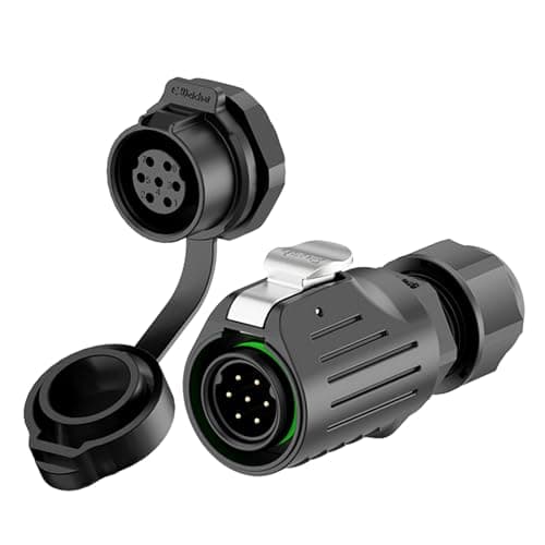 E-WeiChat EW-LP16 Industrial Waterproof Connector IP68 Quickly Plugging Aviation Connector PBT Plastic Shell Circular Connector Fast Release Electrical Connector M16 2-9 Pin Thread Socket (7 Pin)
