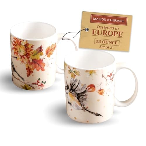 Maison d' Hermine Coffee Mug with Handles Tea Cups (12 Ounce, Pack of 2)