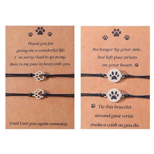 Ziyutam Dog Memorial Bracelet, Dog Memorial Gifts for Loss Pet Lovers, Paw Print Bracelet Sympathy Gifts for Women Men Pet Lovers, Friendship Jewelry to Best Friend