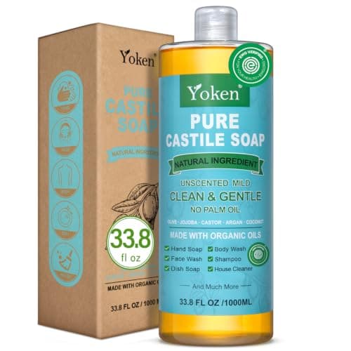 Yoken Pure Castile Liquid Soap 33.8 Oz Unscent add Organic Oil EWG Verified