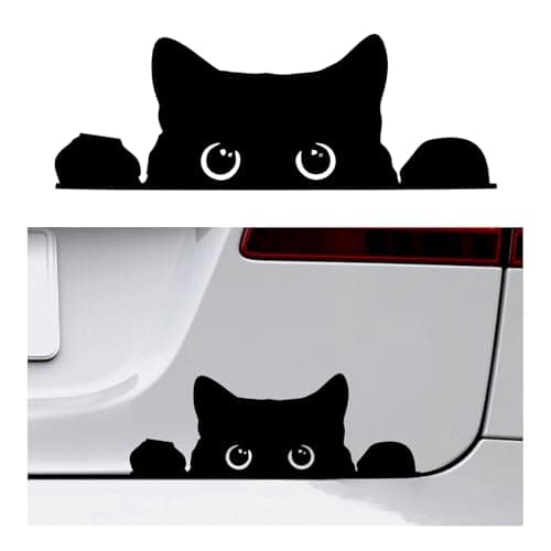 DXNQ Peeking Sneaky Cat Sticker, Waterproof Strong Adhesive Decals with Curious Black Cat Graphic, Removable Funny Peeking Black Cats Sticker for Car Window Laptop, Car Accessories (Fretwork)