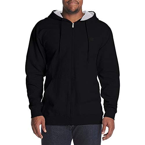 Champion Big and Tall Black Zip Up Hoodie for Men - Fleece Zipper Hooded Sweatshirt Jacket