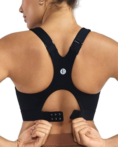 RUNNING GIRL Sports Bras for Women High Support, Adjustable Straps High Impact Racerback Bra with Hook Closure Molded Cup(WX3174Black,L)