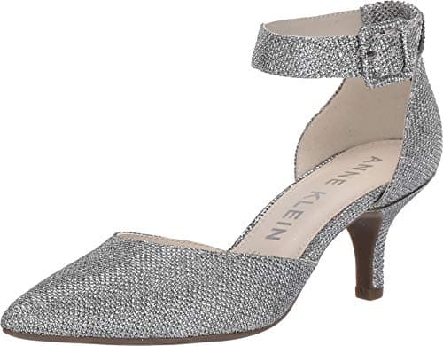 Anne Klein Fabulist - Sandals for Women - Adjustable Buckle Closure - Dual Foam Layers - Rubber Sole Silver Lurex 7 M