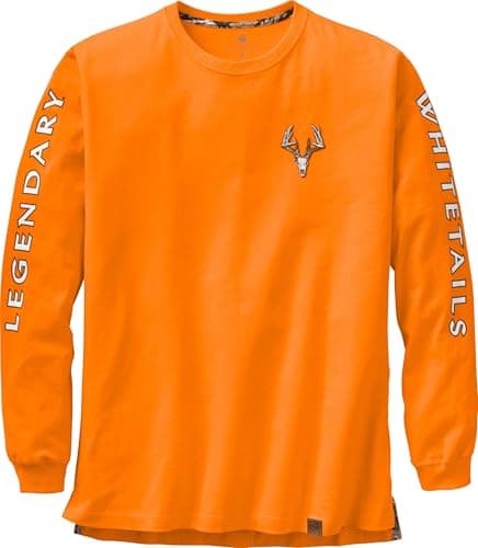 Legendary Whitetails Mens Long Sleeve T-Shirt Preshrunk 100% Heavyweight Cotton Graphic Tee, Inferno, 2XT