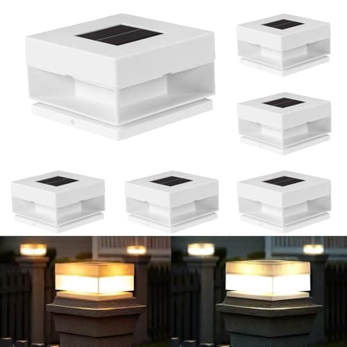 Solar Post Cap Lights,50 Lumem Brightness,2 Modes Warm White/Bright White Outdoor Fence Post Cap Light Garden Decor Lithium Battery Powered Lighting Fits for 4x4 5x5 Wooden Posts 4x4 5x5 Vinyl Posts
