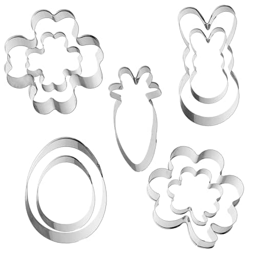 Avxdbr 9Pcs St. Patrick's and Easter Cookie Cutter Set Four-leaf Clover Shamrock Carrot Egg Bunny Spring Holiday Cookie Cutters for Easter and St. Patrick's Day Decor