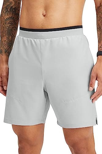 Fabletics Men's The Fundamental Short II, Workout, Running, Training, Gym, Yoga, Ultra Lightweight,7" Inseam, S, Mineral Grey