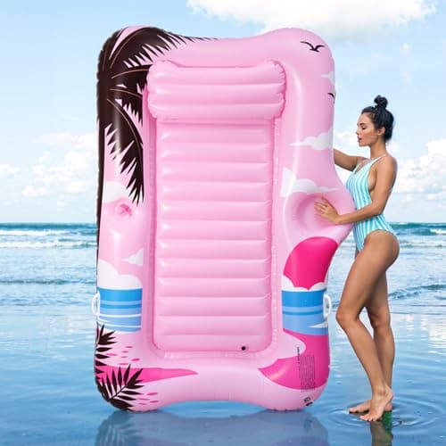MoKo Tanning Pool Floats Adult, 83" x 50" Floaties Raft Bed with Ice Bar
