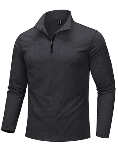 KEFITEVD Mens Quarter Zip Pullover Long Sleeve Black Sweatshirts 1/4 Golf Sweaters Thermal Fleece Athletic Shirts Black M