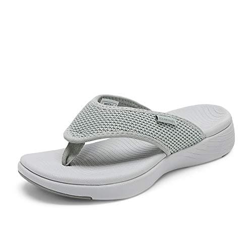 DREAM PAIRS Women's Arch Support Soft Cushion Flip Flops Thong Sandals,Size 6.5,Grey,BREEZE-2