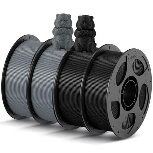 ANYCUBIC PLA 3D Printer Filament Bundle 4KG, 3D Printing PLA Filament 1.75mm Dimensional Accuracy +/- 0.02mm, 4 Pack 1KG Reusable Spool (2.2 lbs), 2 Pack of Texture Grey & 2 Pack of Black