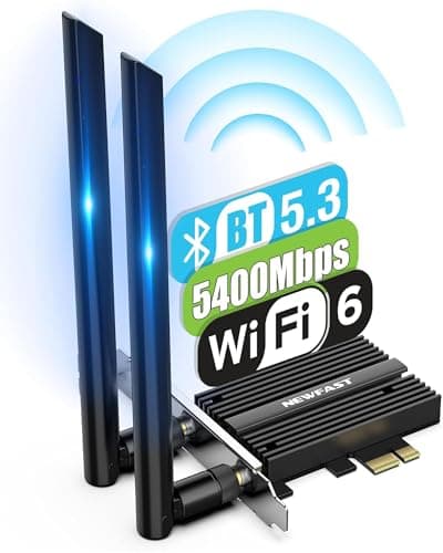 NEWFAST WiFi 6E PCIe WiFi Card for Desktop PC AXE5400 (NF-P395),Intel AX210,Bluetooth 5.3, WPA3,Tri Band Wireless Adapter with OFDMA & MU-MIMO, Ultra-Low Latency, Supports Windows 11, 10 (64bit)