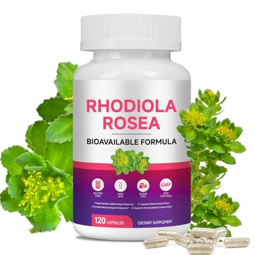 Rhodiola Rosea Capsules 500mg, Adaptogenic Herb for Stress Support, Focus & Natural Energy, Standardized 3% Salidrosides & 1% Rosavins, Immune & Daily Vitality Support, 120 Capsules