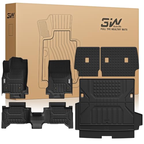 3W Floor Mats for Toyota 4Runner 2025 2026 5 Seats(Only fit Hybrid), All Weather TPE Custom Fit Floor Liner & Trunk Mat & 2nd Row Under Seat Mat & Backrest Mat for 4 Runner Full Set 7Pcs