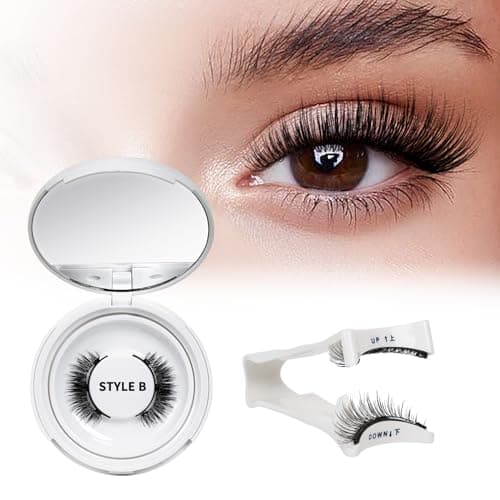 QUEWEL Magnetic Eyelashes 1 Pair Reusable Magnetic Eyelashes with Applicator No Glue Needed Eyelashes Cat Eye Natural Look Lash Clusters Kit Easy to Wear and Remove(B10)