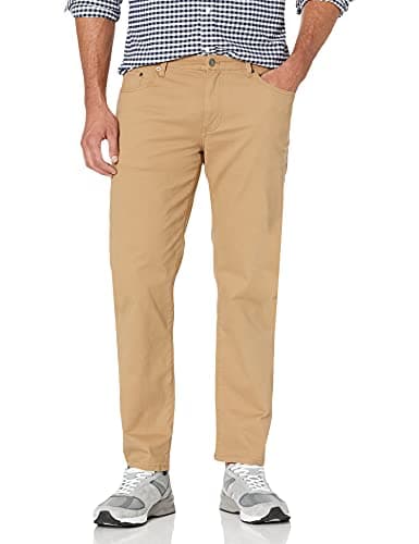 Amazon Essentials Men's 5-Pocket Stretch Twill Pants, Dark Khaki Brown, 33W x 34L