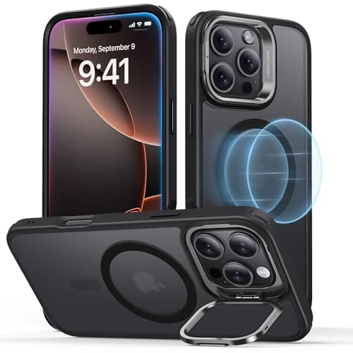 ESR for iPhone 16 Pro Case, Compatible with MagSafe, Military-Grade Protective Case, Built-in Stash Stand Phone Case, Scratch-Resistant Back Cover, Classic Series, Frosted Black