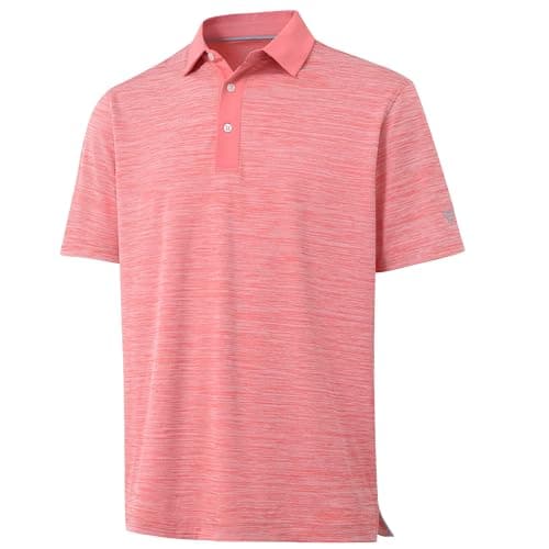 M MAELREG Mens Golf Shirt Short Sleeve Dry Fit Moisture Wicking Heather Pique Casual Collared Polo Shirts for Men