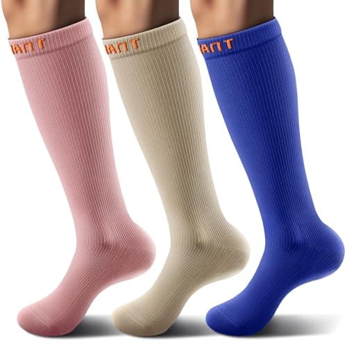 BULLIANT Compression Socks 3Pairs-15-20mmHg Circulation Support Men Women Hiking Sports Recovery-Upgraded Wicking Tech(3Pairs,Small-Medium)