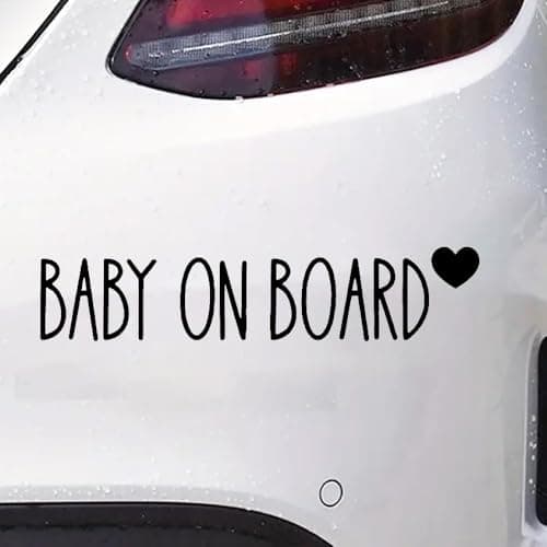 ZUKHL 2pcs Baby on Board Vinyl Car Decal Sticker - Self-Adhesive for Rear Window or Bumper, Vehicle Safety Accessory, 7.87"x1.77" #2BZ311 (Black)