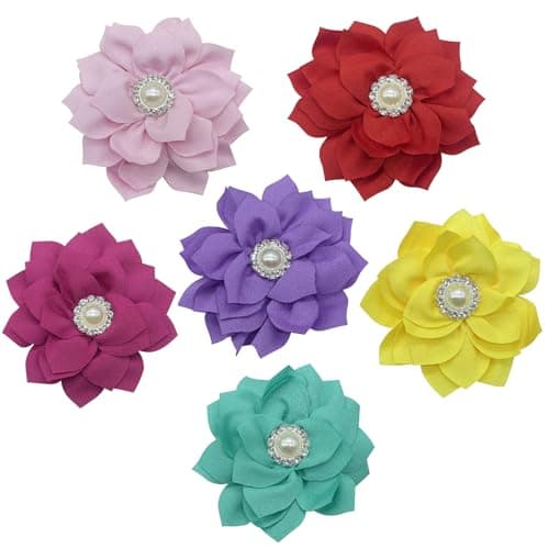 UBQUBQ Dog Collar Flower Accessories with Pearls, Decorative Flower Charms for Dog and Cat Collars, Pack of 6 (Style2)