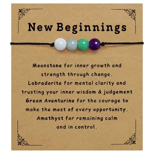 Nanafast New Beginnings Bracelet for Women Natural Healing Crystal Bracelets Adjustable Beaded Bracelet New Beginnings Items with Message Card