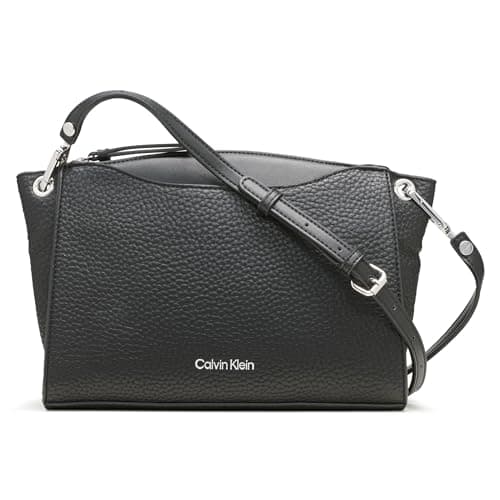 Calvin Klein Garnet Top Zip Crossbody, Black/Silver, One Size