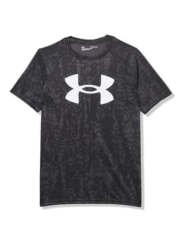 Under Armour Boys Tech Big Logo Printed Short-Sleeve T-Shirt, (010) Black / / White, X-Small