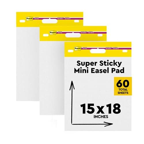 Post-it Self-Stick Mini Easel Pad, 15 in x 18 in, 20 Sheets/Pad, 3 Pads, Great for Virtual Teachers and Students (577-3PK)