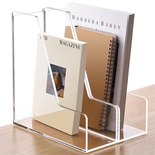 YUXUN Acrylic Magazine File Holder,Clear Desk Organizer File Holder Stand for File/Magazine/Binders/Notebook/Envelopes,Multi-purpose Coloring Comic Book Storage for Home/Office/Classroom Organization