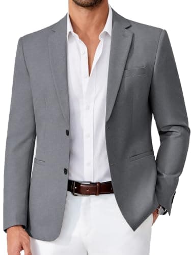 COOFANDY Men's Suit Jackets Casual Dress Jacket Regular Fit Sport Coat Lightweight Two Buttons Blazer with Pockets,Grey