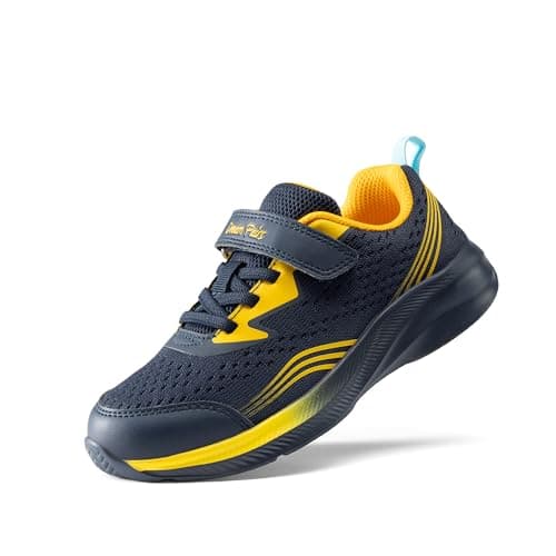 DREAM PAIRS Boys Girls Shoes Kids Tennis Sneakers Athletic Running Walking School Gym Lightweight Footwear for Little/Big Kid,Size 12 Little Kid,Navy/Yellow,SKRS26005K