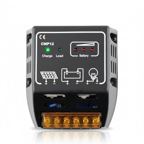 15 Amp 12V/24V Auto CMP12 PWM Negative Ground Solar Charge Controller Compact Design for AGM, Gel, Flooded and Lithium Battery