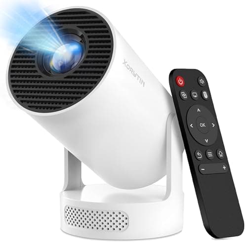 Xorytin Projector with WiFi and Bluetooth, Mini Projector with Built-in Apps, 4K Supported Smart Portable Projector, 210° Rotatable, Auto Vertical Keystone, 5W Speaker, 200 ANSI