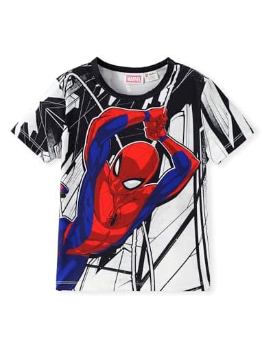 Marvel Spider-Man Shirt Boys Athletic Graphic T-Shirts UV UPF Sun Protection Short-Sleeve Tees Sports Quick Dry Tops Kids Clothes 8-9 Years