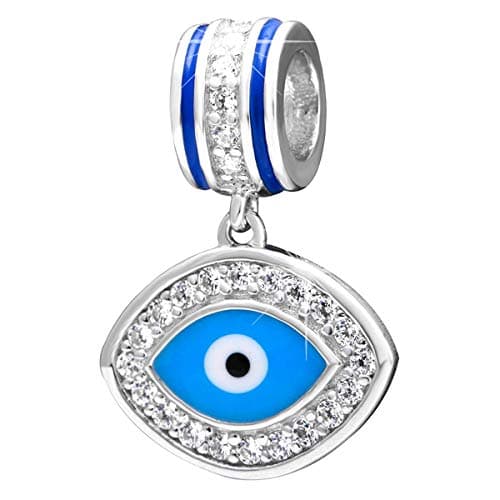 Enamel Blue Evil Eye Charms with CZ, Fit Pandora Style Christmas Bracelet