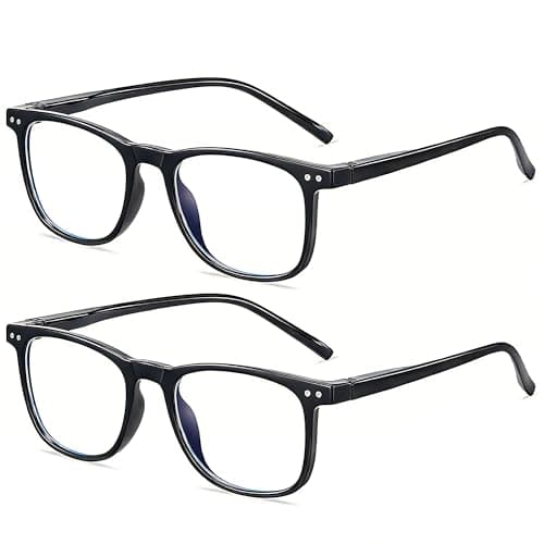 Teumire 2 Pack Black Blue Light Glasses Men Women Computer TR90 Clear Glasses Frame Non-prescription Eyewear